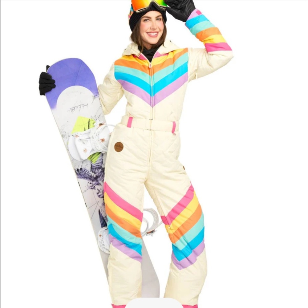 Tipsy Elves retro women’s rainbow snow suit